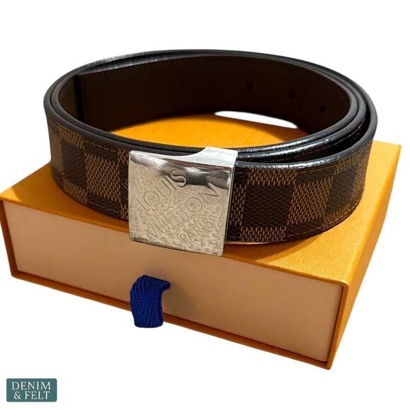 Louis Vuitton Unisex Damier Ebene PARIS Graphite‎ Buckle Belt 100/40 AUTHENTIC main image 9